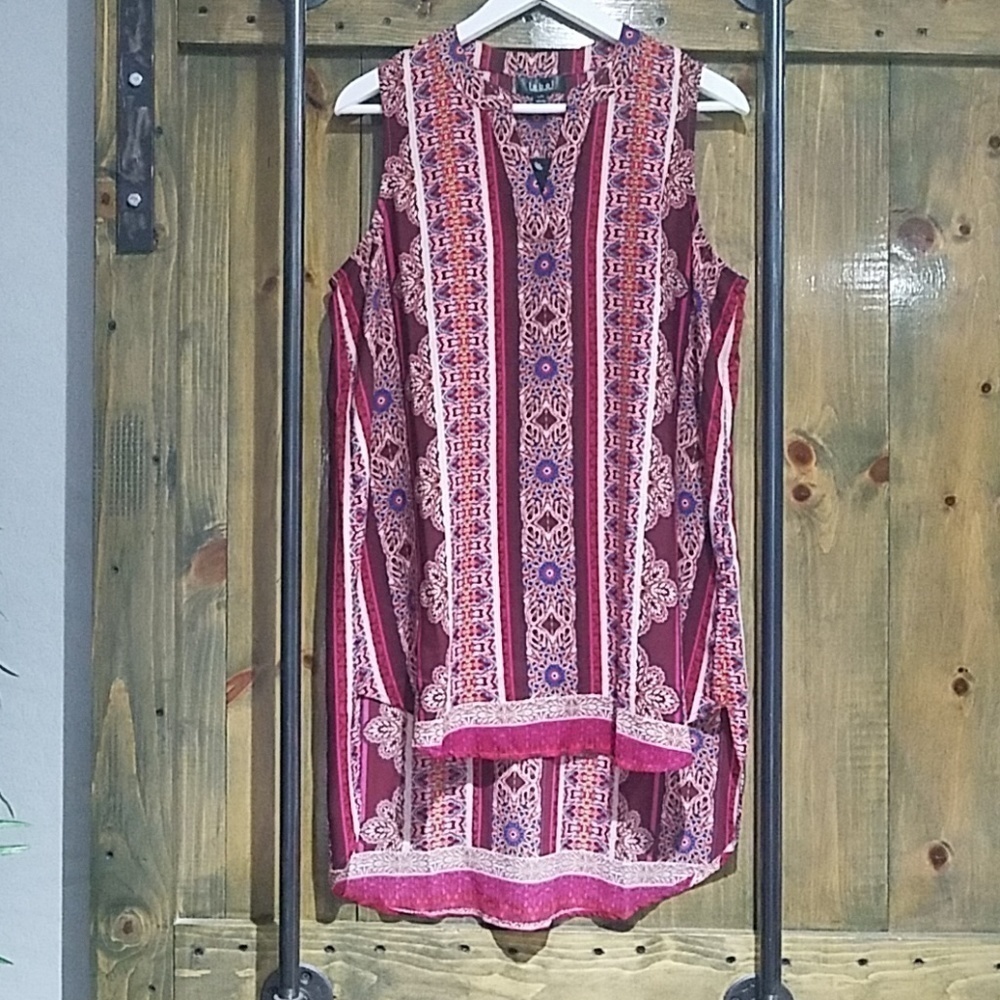 RACHEL ROY TUNIC SLEEVELESS TOP NEW SIZE LARGE BOHO FESTIVAL RESORTWEAR COLORFUL